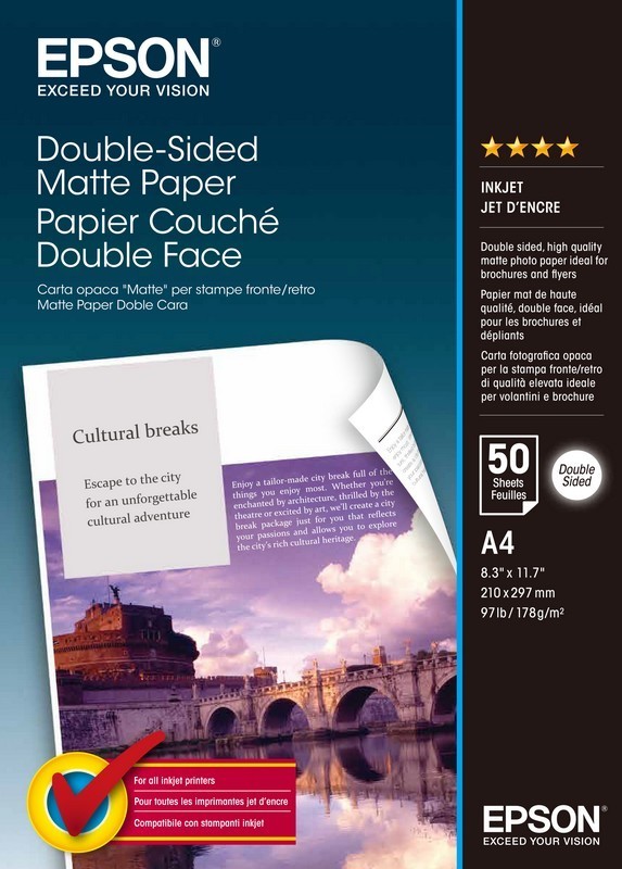 PAPEL EPSON C13S041569 MATE DOBLE CARA A4 50 HOJAS 178GR