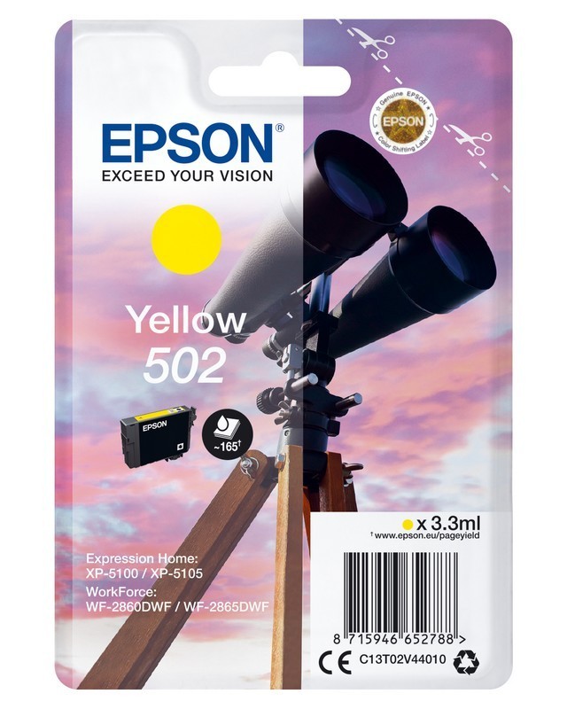 TINTA EPSON C13T02V44020 YELLOW T02V4 502